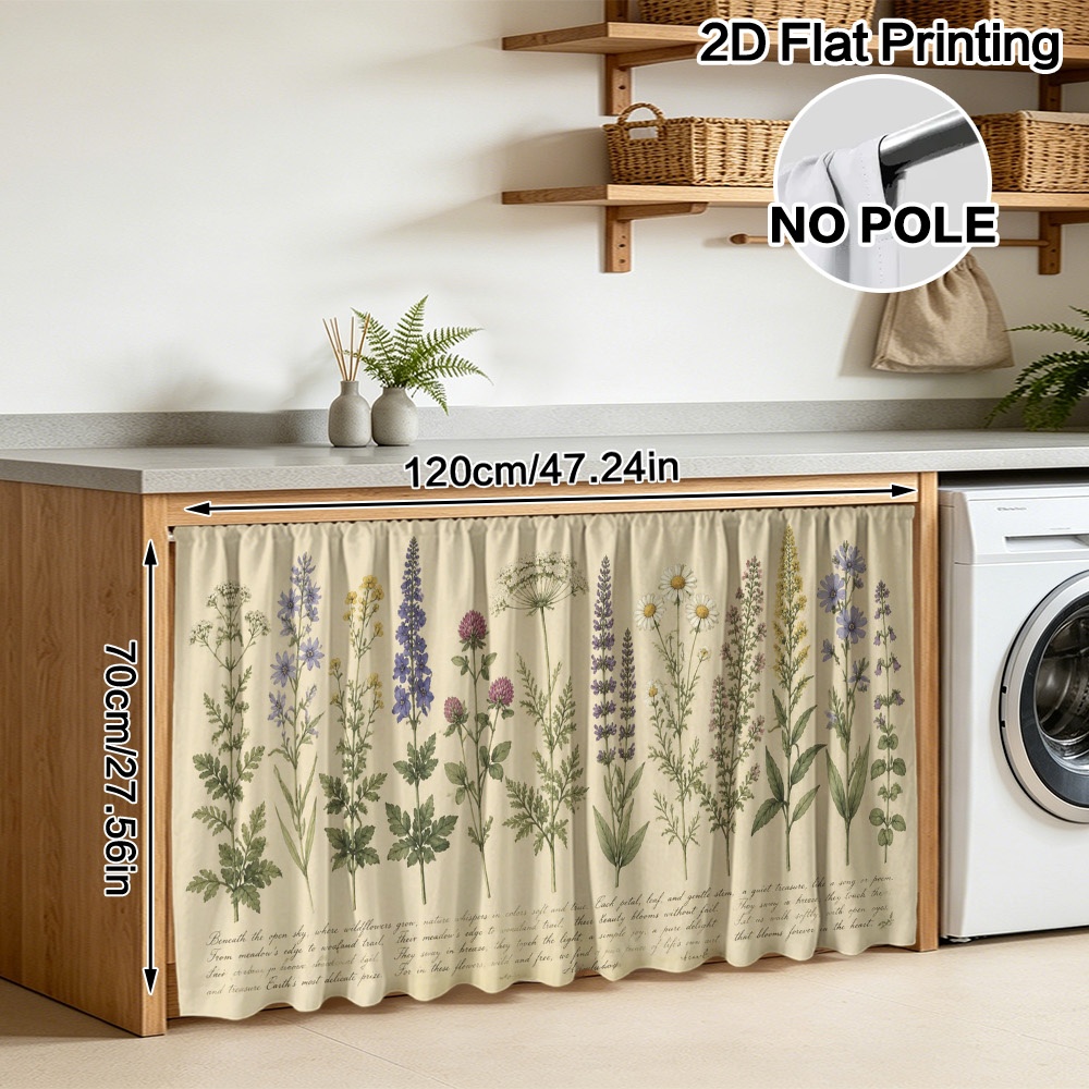 TEMU 2D Plat - 2D Plat - 2D Plat, 1 rideau à motif de fleurs et décoration d'armoire, convient pour la décoration intérieure dans les de bains, les