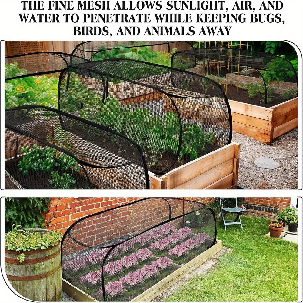 foldable   up mesh plant greenhouse cover protective cage with 4 ground stakes material strong and durable raised bed netting for animal and   ideal for fruits vegetables and seedlings reusable