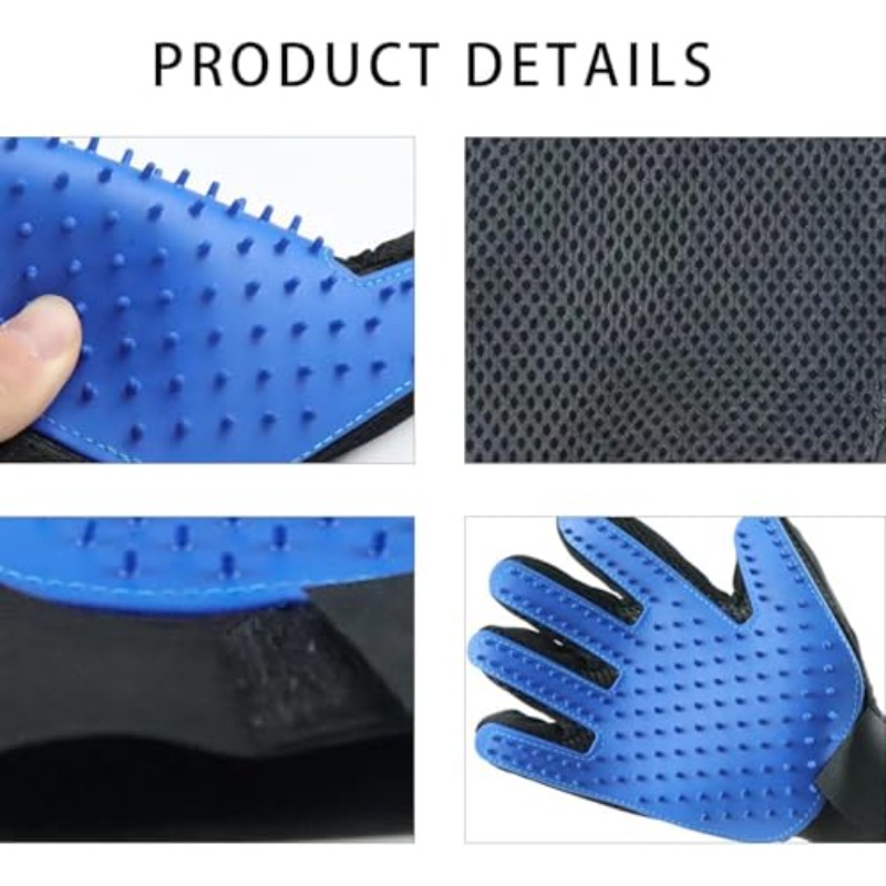 3pcs Pet Grooming Set, Pet Comb, Hairbrush, And Right-Hand Hair Removal Glove with Brushing Function, Detangling Double-Row Comb, Flea Comb for Fur Cleaning And Massage