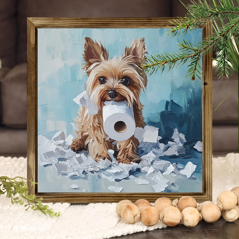 

1pc Yorkie Wooden , Dog , 8x8 Decor, , For , , Desk, For - No Battery Required