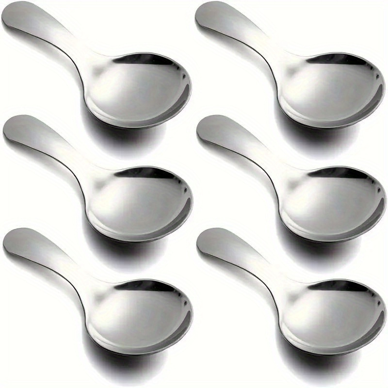 TEMU 6pcs Short Handle Spoons, Stainless Steel Spoon Coffee Teaspoon, 3.5 Inch Silvery For Condiments, Desserts, Tea, Coffee, Cake, Stirring, Kitchen