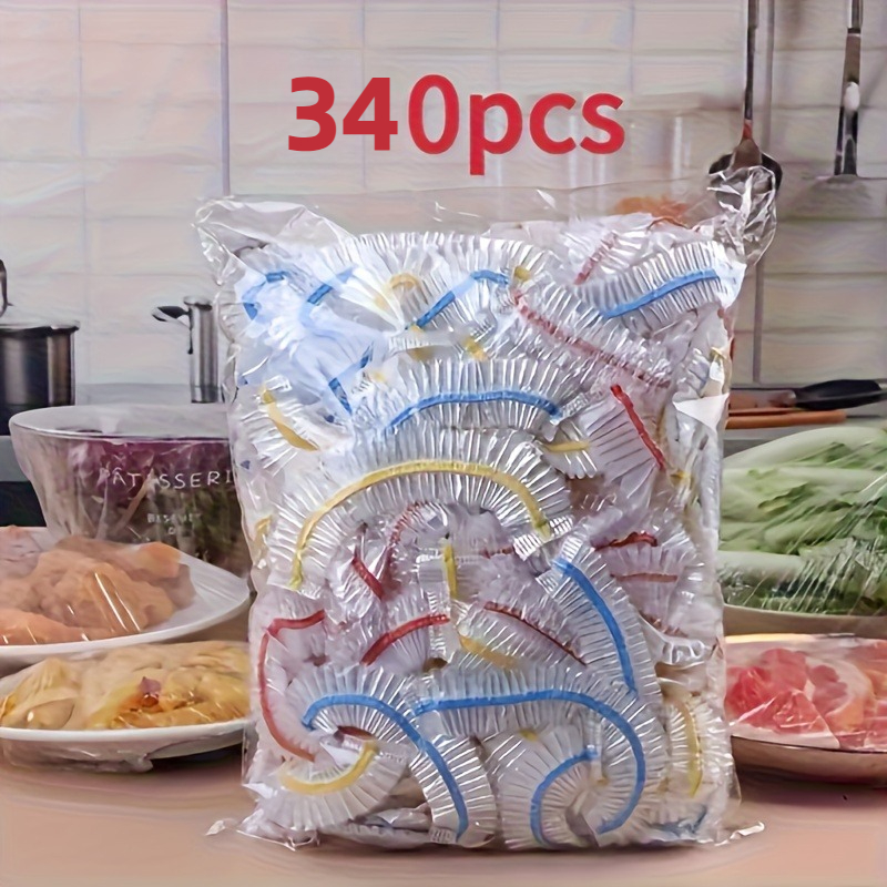 340 heavy duty food grade disposable cling film blue and red stretchable leak proof dust proof plastic wrap suitable for kitchen party travel bowls plates fruits and vegetables 300pcs rv kitchen supplies food grade materials