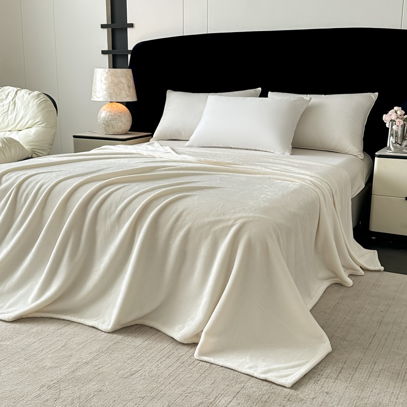 TEMU 1pc Warm Khaki Flannel Blanket, Soft Sofa Throw, Cozy Camel-colored Plush Blanket, Decorative Solid-color Blanket For Beds And Chairs