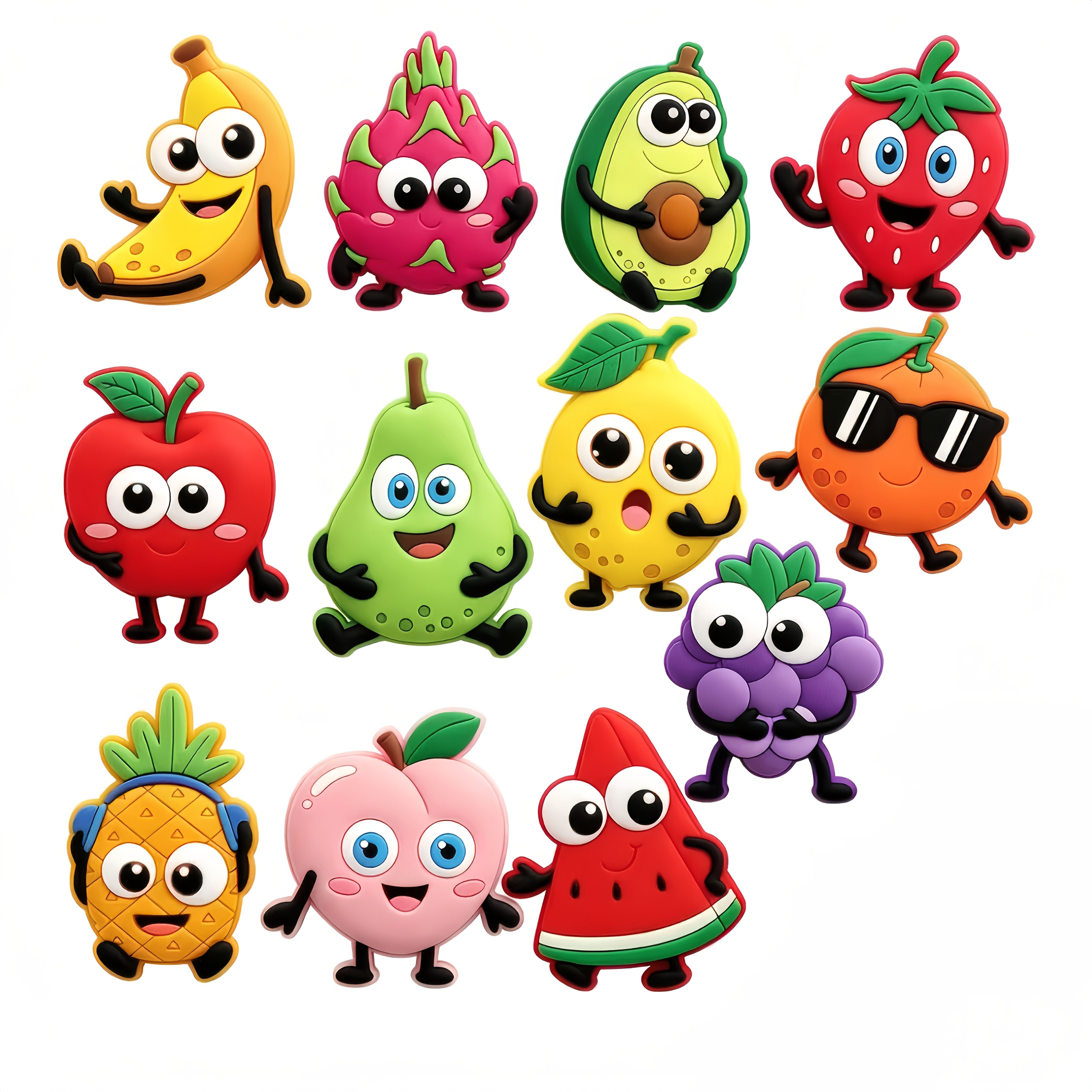 TEMU 2d Flat 12pcs Acrylic Fruit Series Decorative Magnets, Durable, And Clean, Removable Without , Suitable For Dishwasher Doors, Refrigerators, And