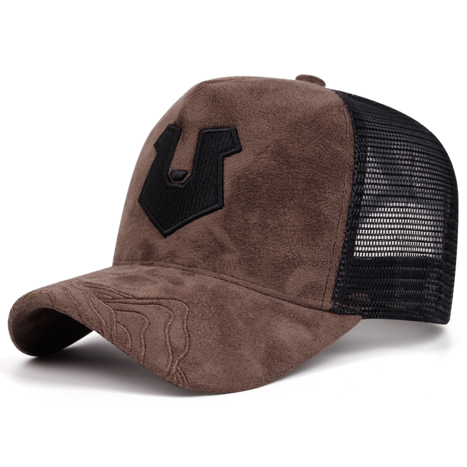 TEMU Men's Hat Embroidered Mesh Trucker Hat, Vintage Casual Baseball Cap, Breathable Sun Hat, Unisex Adjustable Peaked Cap