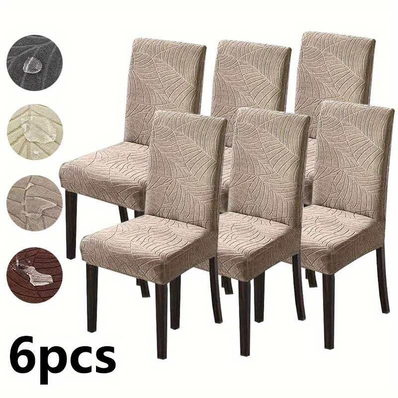 6pcs Cloth Elastic Chair Cover, Suitable For Office Banquet Hall Home Decoration, Elastic Jacquard Cover, Machine Washable, Cover