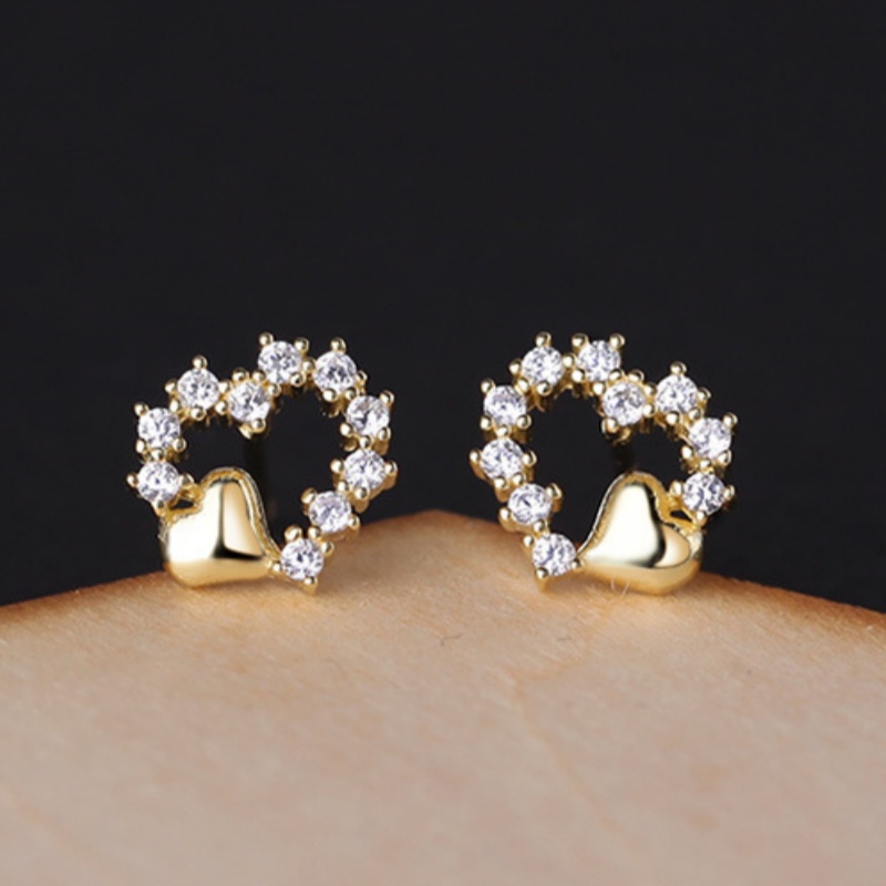 E-shop Elegante herzförmige Ohrstecker aus Zirkonia, für Freizeit, Partys und als Valentinstagsgeschenk