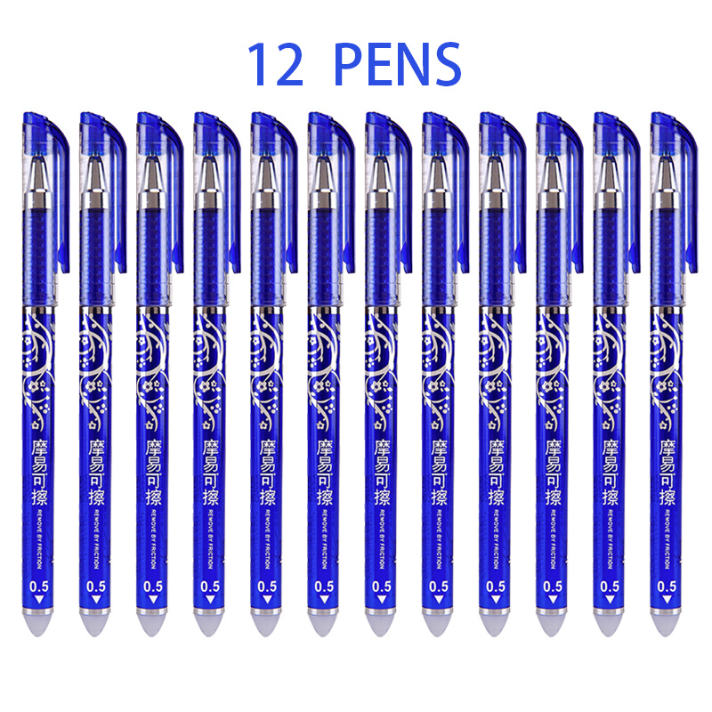 TEMU Set de stylos effaçables, 12 stylos gel lavables à prise antidérapante, de stylo effaçables, écriture fluide, pratique pour , et l'étalonnage à