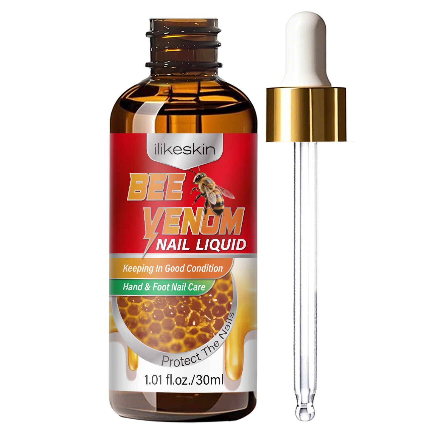 Image of Bee Venom Nail Liquid - Fast-acting Bee Venom Formula For Toenail & Fingernail Care Serum, Results In Days, Alcohol-free Safe For Skin & For All Nail Types (30ml) - Bee Venom Nail For, Rough