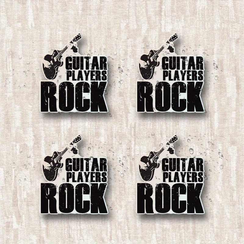4pcs Guitar Players Rock Stickers   Bass   Stickers Vinyl - for bumpers, windows, laptops, trucks,  , water bottles, -   le and versatile