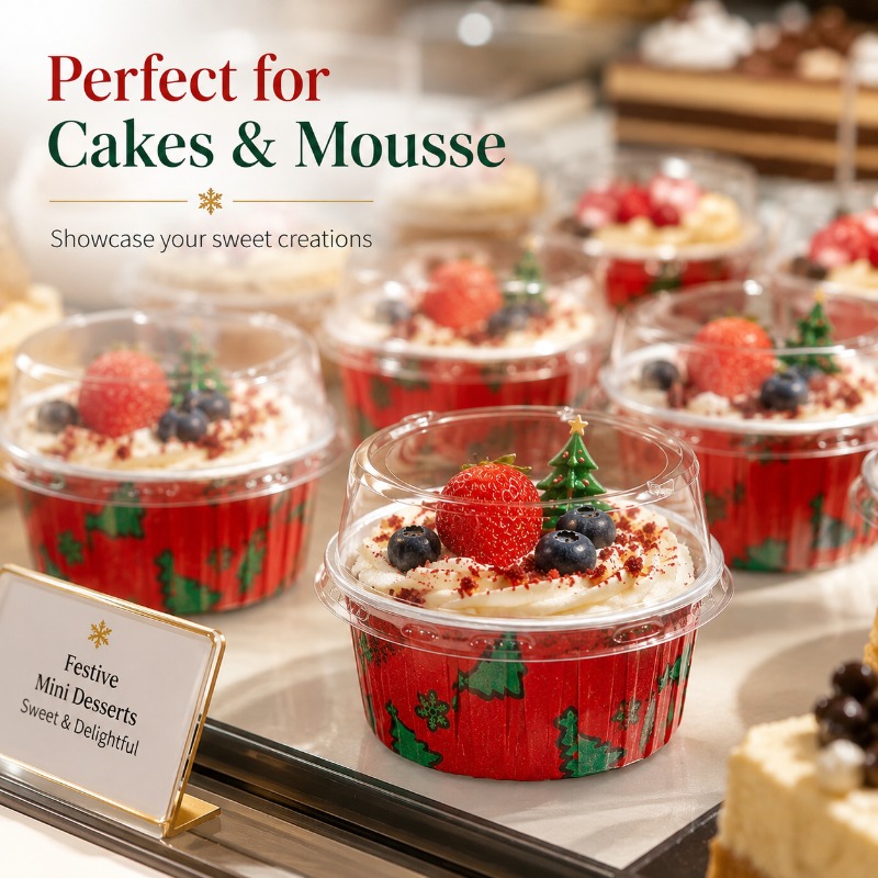36pcs Mini Christmas Dessert Boxes with Clear Lids