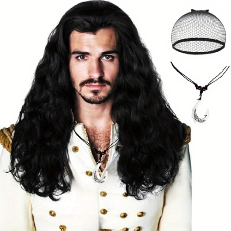 mens pirate wig hat braids heat resistant 302 f density Temu