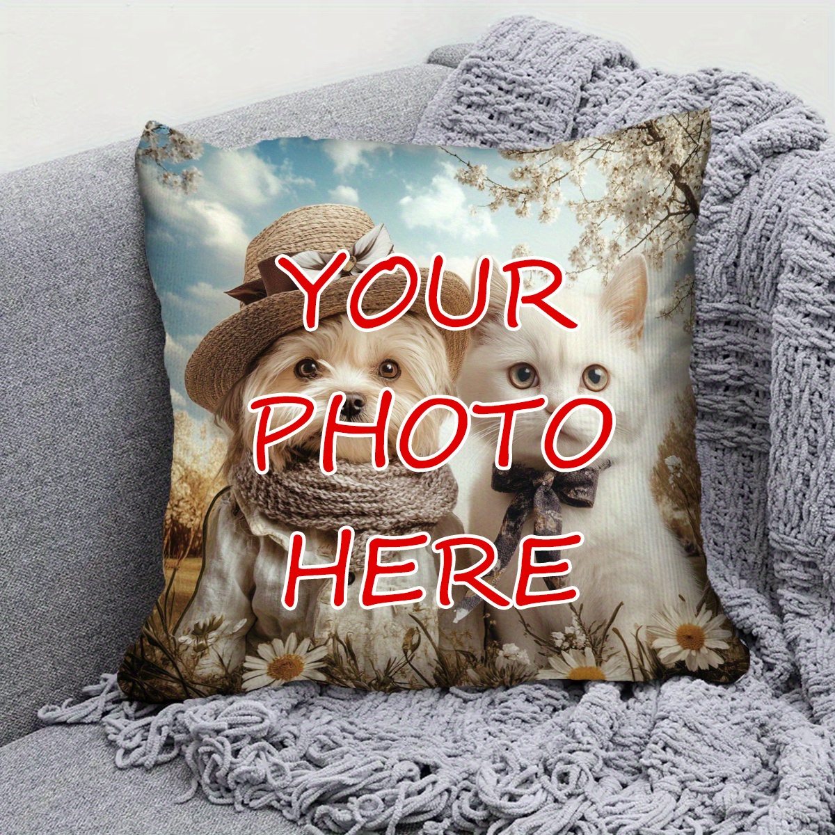 TEMU 1 Cuscino Personalizzato con Foto - Carica la Tua , Morbida Texture in Peluche, per Cuscino Decorativo - Regalo per Compleanno/Anniversario/San