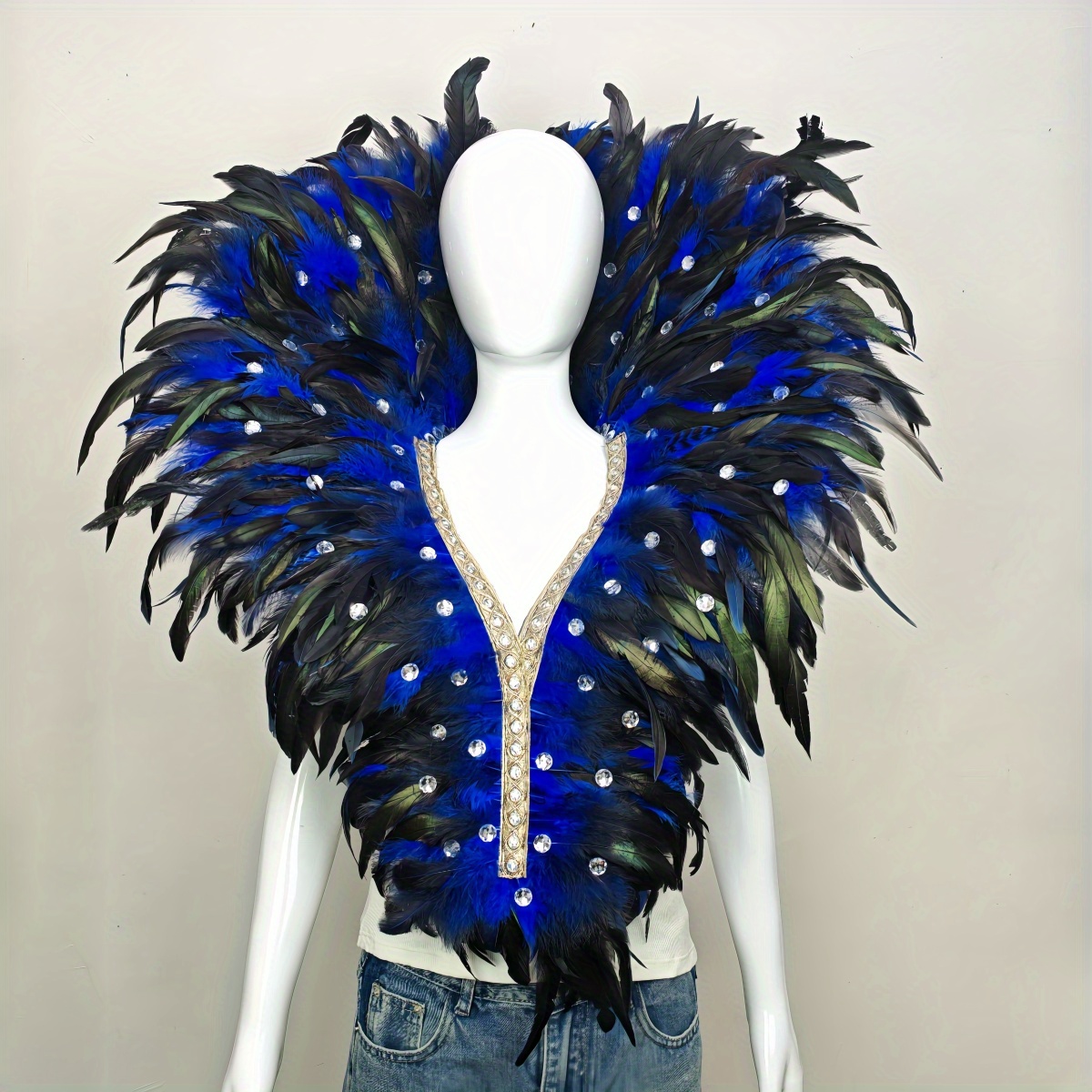 tiana blue dress movie Royal Blue Sequin Velvet Designer Ostrich Feather Mermaid Prom Dress