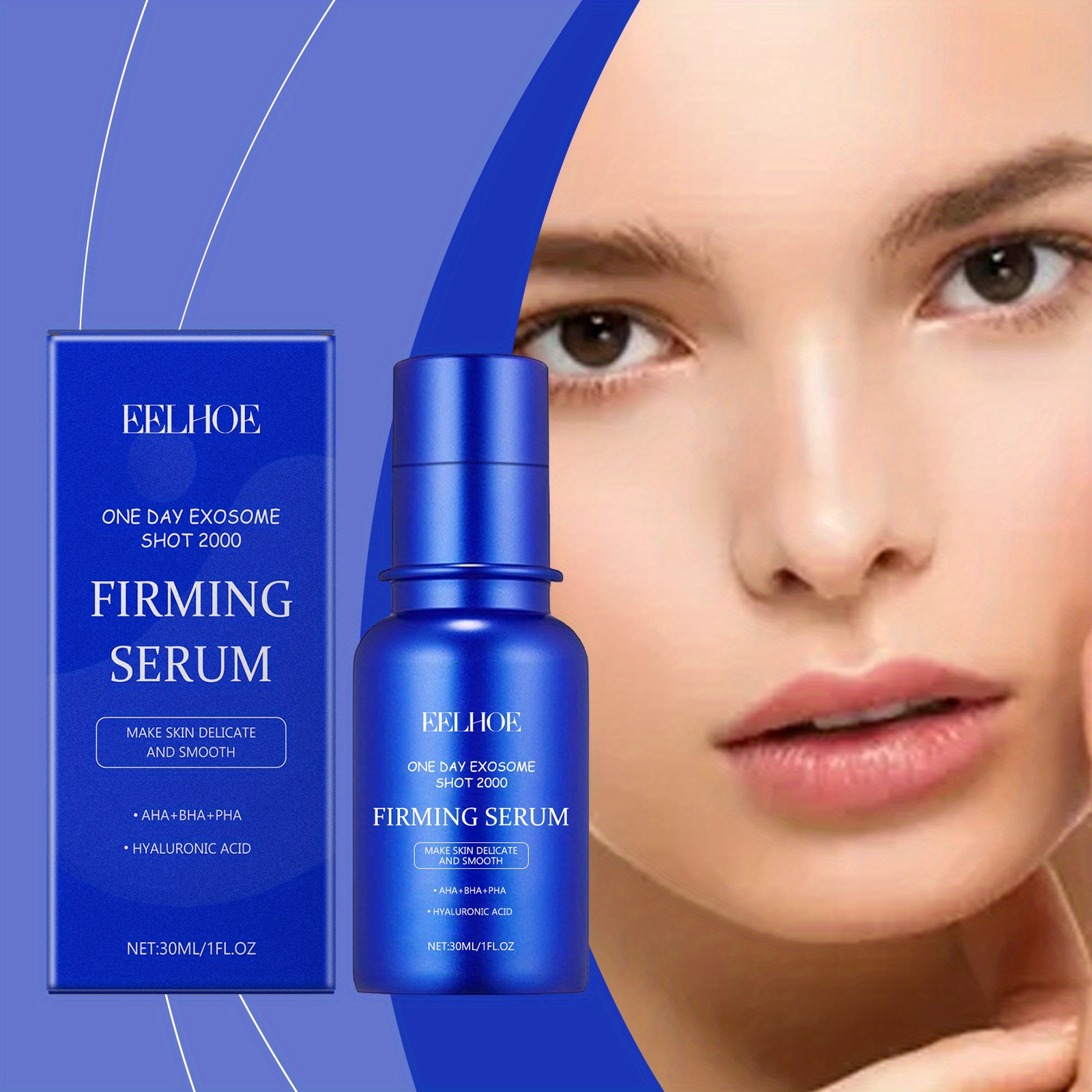 EELHOE Sérum Essentiel Raffermissant - Formule Hydratante et Équilibrante avec Acide Hyaluronique, Acides Alpha Hydroxy et Vitamines C et E - Lisse les Lignes Finement, les Crows Feet - Cadeau Idéal pour la Fête des Mères, 30ml/1fl.oz, Essentiels de Soins de la Peau | Soins de la Peau Rafraîchissants | Sérum Hydratant