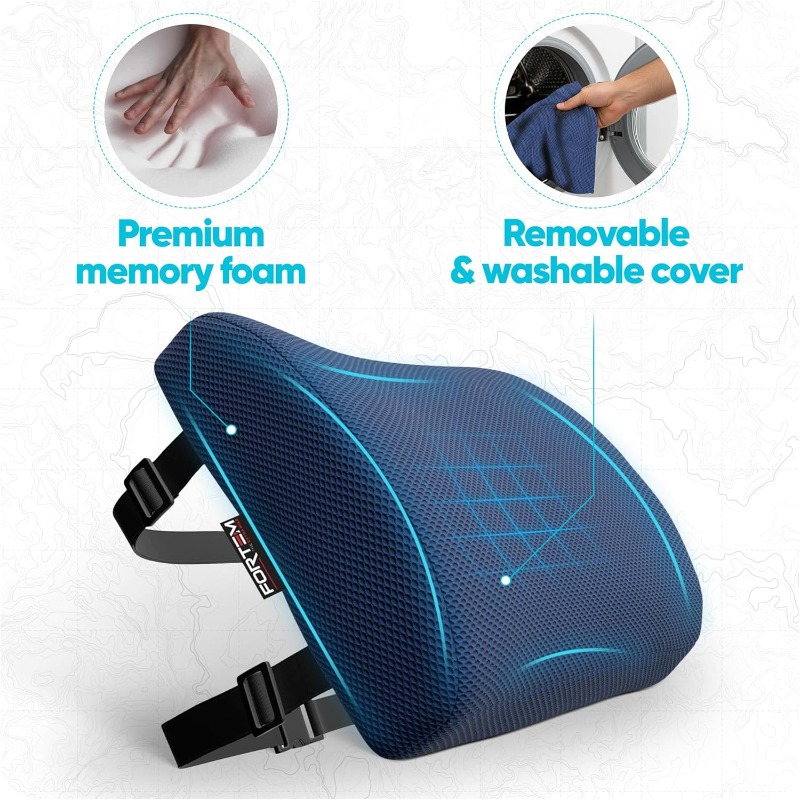 lumbar support cushion back support for office chair and car seat back rest for gaming chair memory foam pillow desk chair cushion breathable washable cover adjustable straps Product details 1