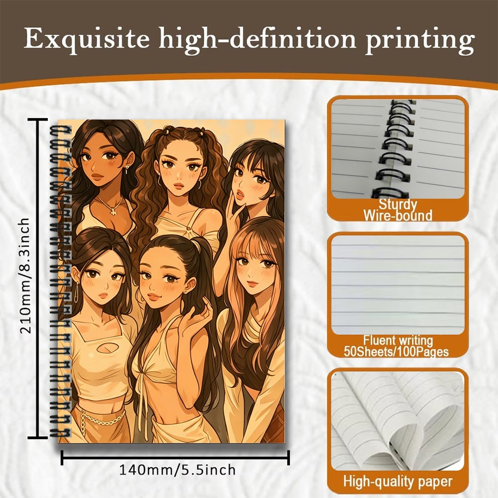 TEMU Back To School, 1pc 2d Cover, Korean Illustration Spiral Notebook, Thoughtful Companion For Work And Study, Practical For Recording Daily Plans.
