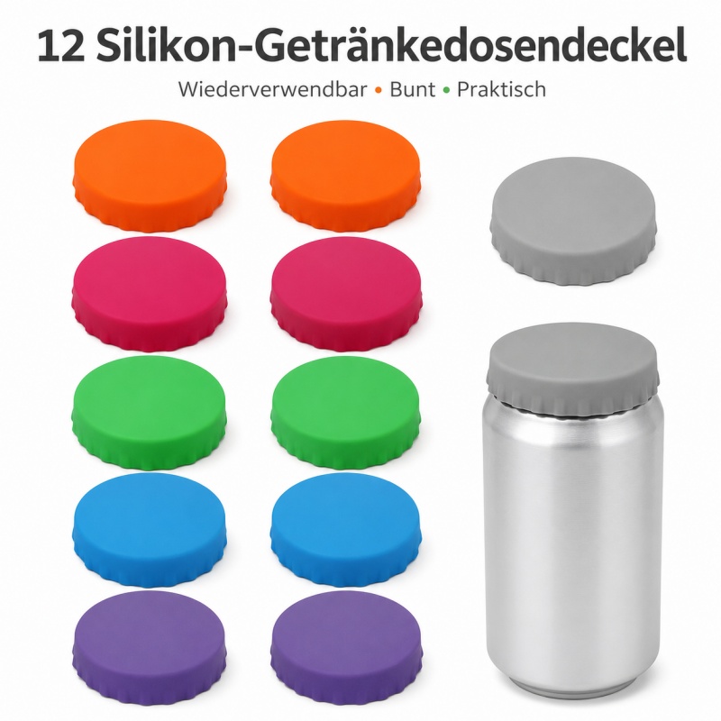 Image of 12pcs Silicone Can Lids, Assorted Color Can Covers With Protection, Bpa-free And Dishwasher Safe Reusable Can Caps, Practical Seal Lids For Soda, Beer And Daily Drink Cans