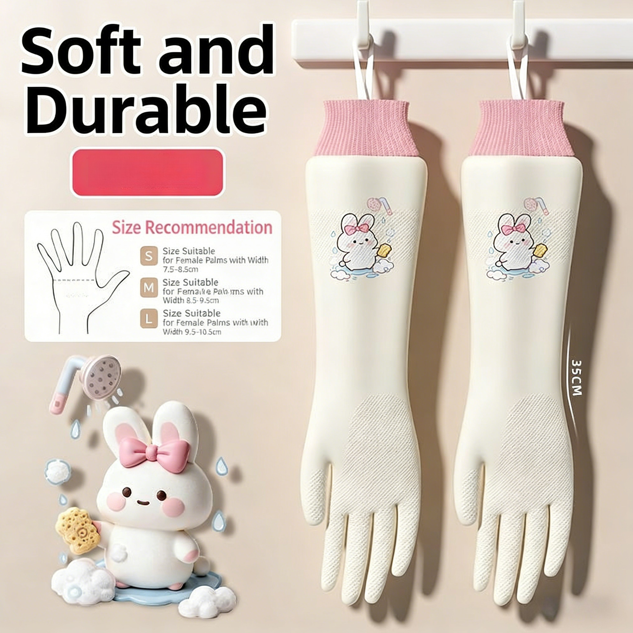 TEMU A Pair Of Household Cleaning Gloves, Comfortable Dishwashing Gloves For Kitchen Chores, Durable And Thickened For Wear Resistance, Suitable For