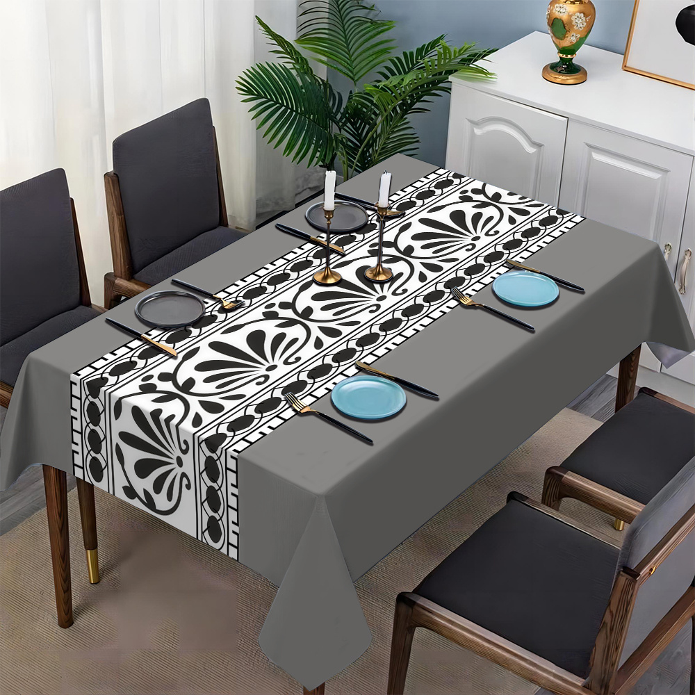 

-1pc Tablecloth For Home, Printed Dining Table Cover In , Rectangular Table Cover Suitable For Or Parties, And Simple Square Design For Room Decoration.