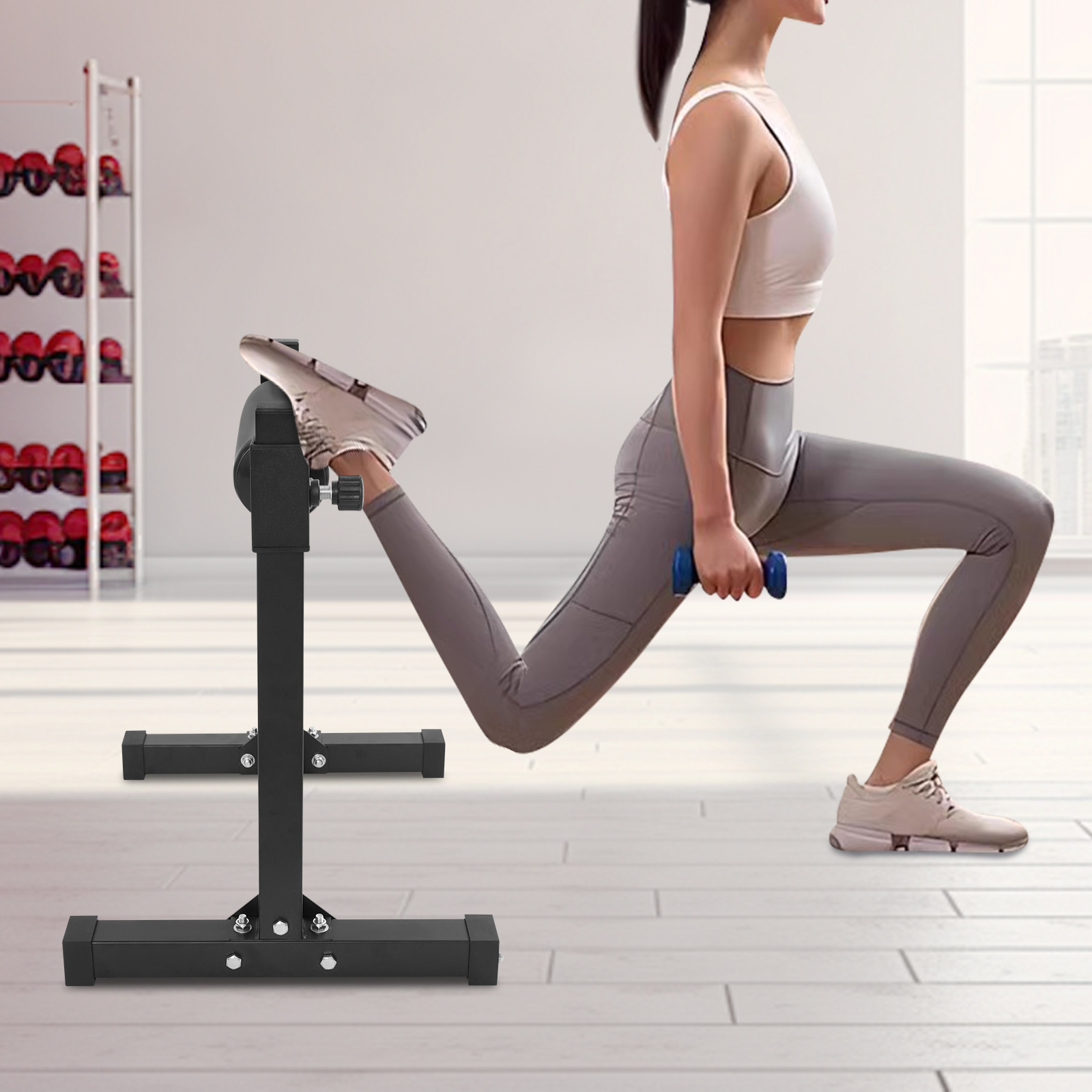 Black Split Squat Stand, 1 Leg Squat Roller, Adjustable Squat Stand For Home, Professional Gyms, Outdoor Activities
