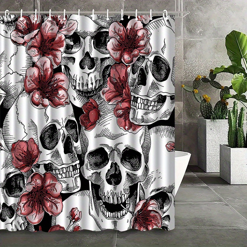 TEMU 1pc Pattern Shower Curtain With Hook, Water-washing Shower Curtain, Bath Partition, Bathroom Accessories, Home Decoration