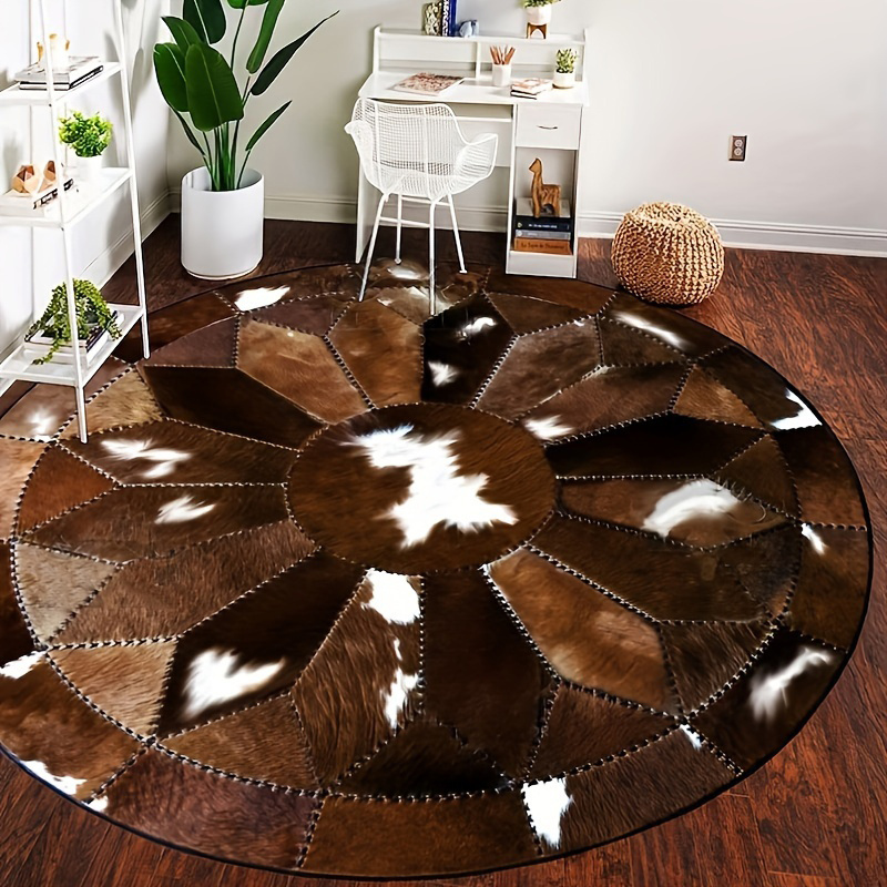 TEMU 1pc Vintage Round Area Mat, Adds Unique Charm To Your Home, Suitable For Living Room, Bedroom, Entryway, Home Decor, Perfect Christmas