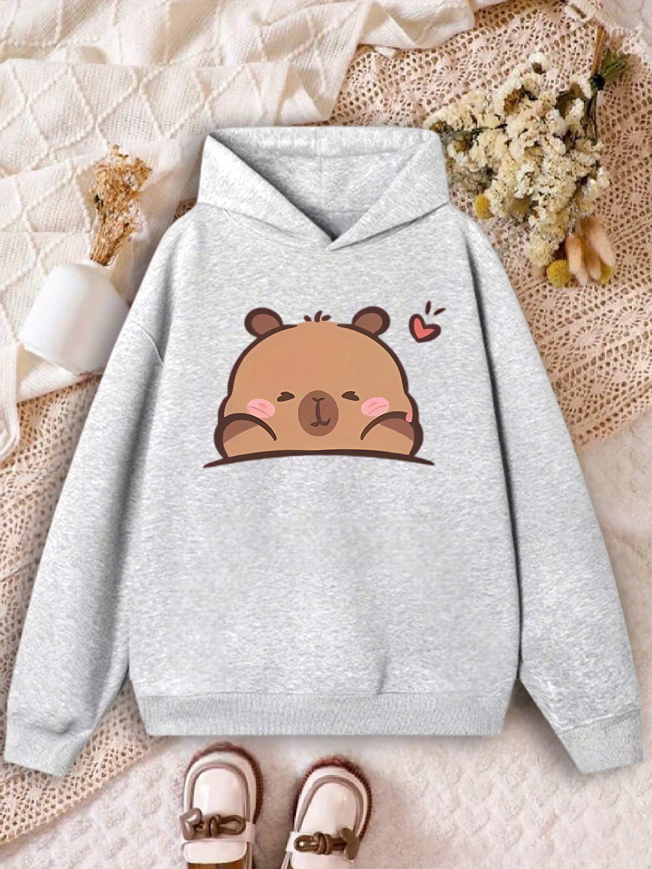 Kawaii Teddy Ear Hoodie Girls Cute Cartoon Teddy Bear Print Hoodie