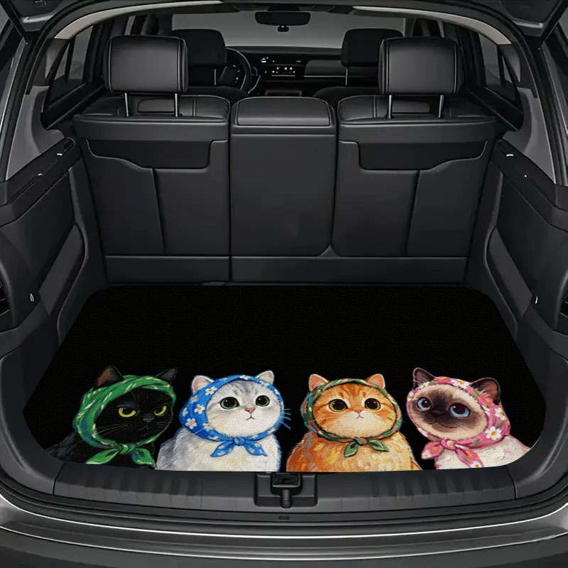 TEMU Cute Cat Print Universal Car Trunk Mat, Luggage Mat, Outdoor Mat, Suitable For All Types Of Trucks And Suv Models, Ideal Gift, Car Interior