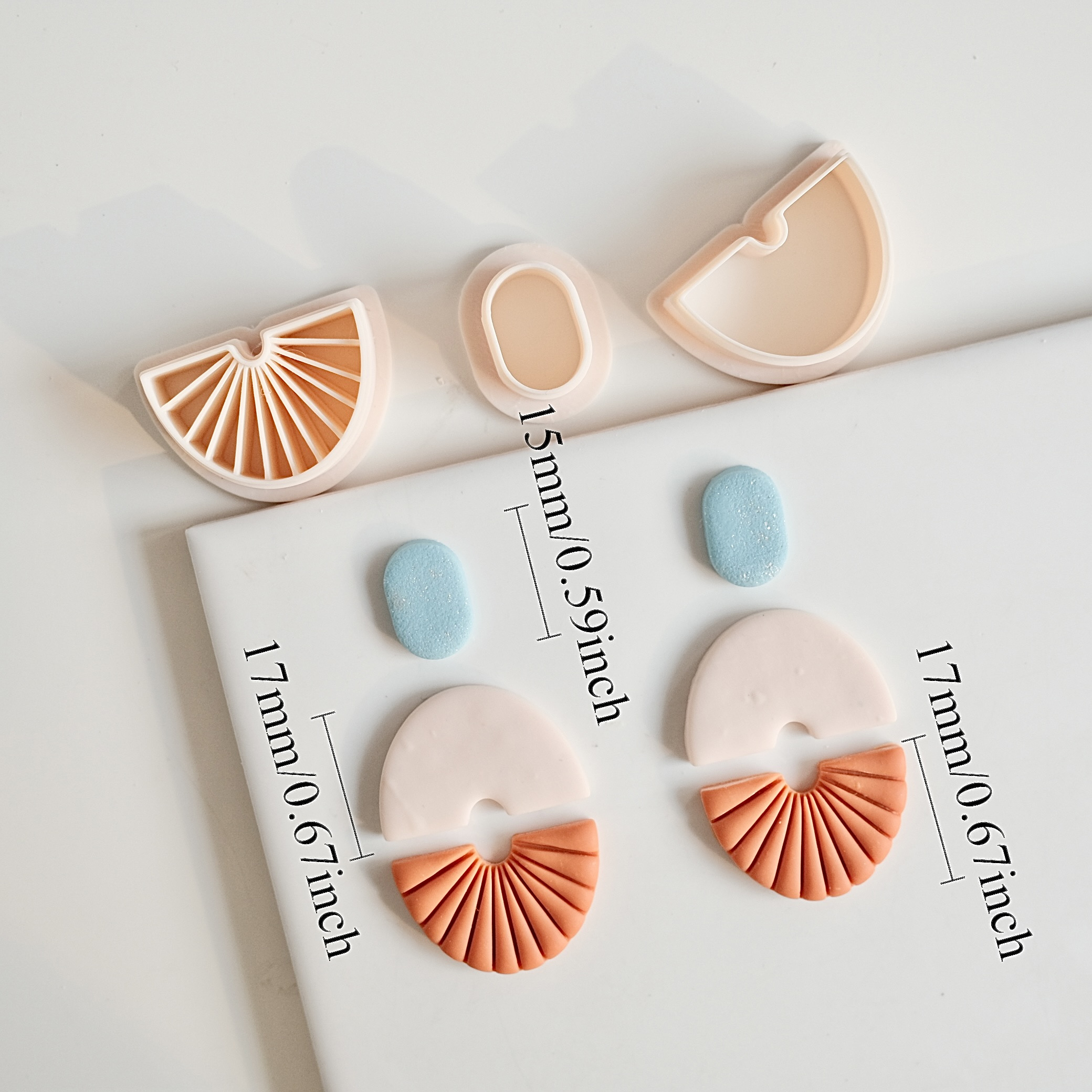 3pcs/set Boho Fan-shaped Polymer Clay Cutters For Earrings And Soft Pottery Cutters Geometric And Striped Patterns, High-precision Plastic Jewelry Making Tools For Earrings, Pendants, Crafts