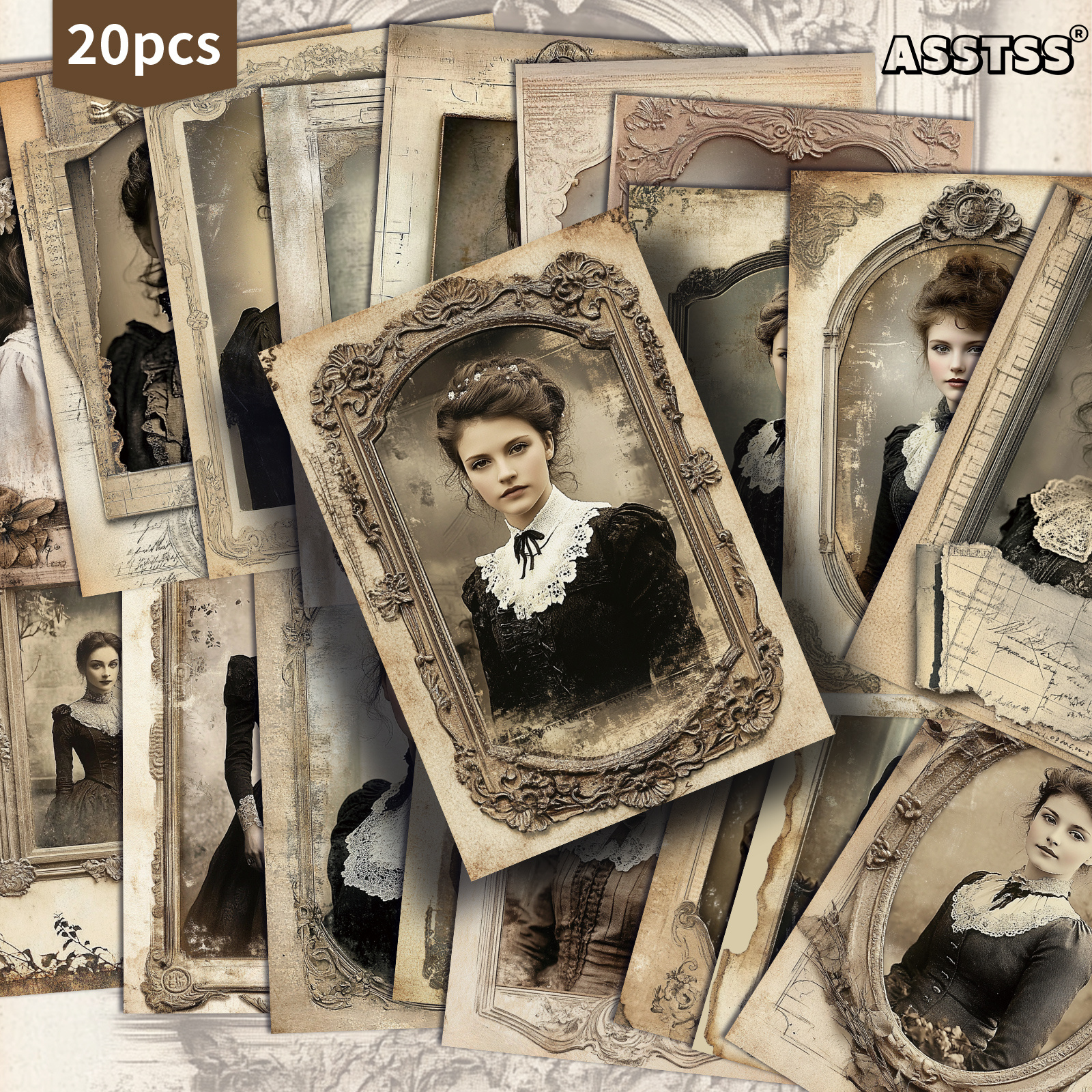 TEMU 20-pack Asstss Victorian Cards - Victorian Pinup Art, Retro Junk Journal Paper Suitable For Scrapbooking, Crafting & Collectible Gift Cards -