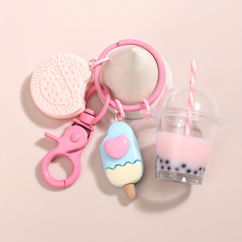 Lantintop Milky Tea Cute Keychain - Silicone Bead Keychain For Women, Soft And Lightweight - View #3