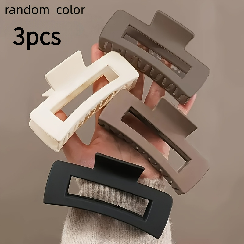 3 Random Color Hair Clips, Retro Minimalist Square Hair Clips - Fashionable Additions, Suitable For Women's Thick Hairstyles And Daily Styling