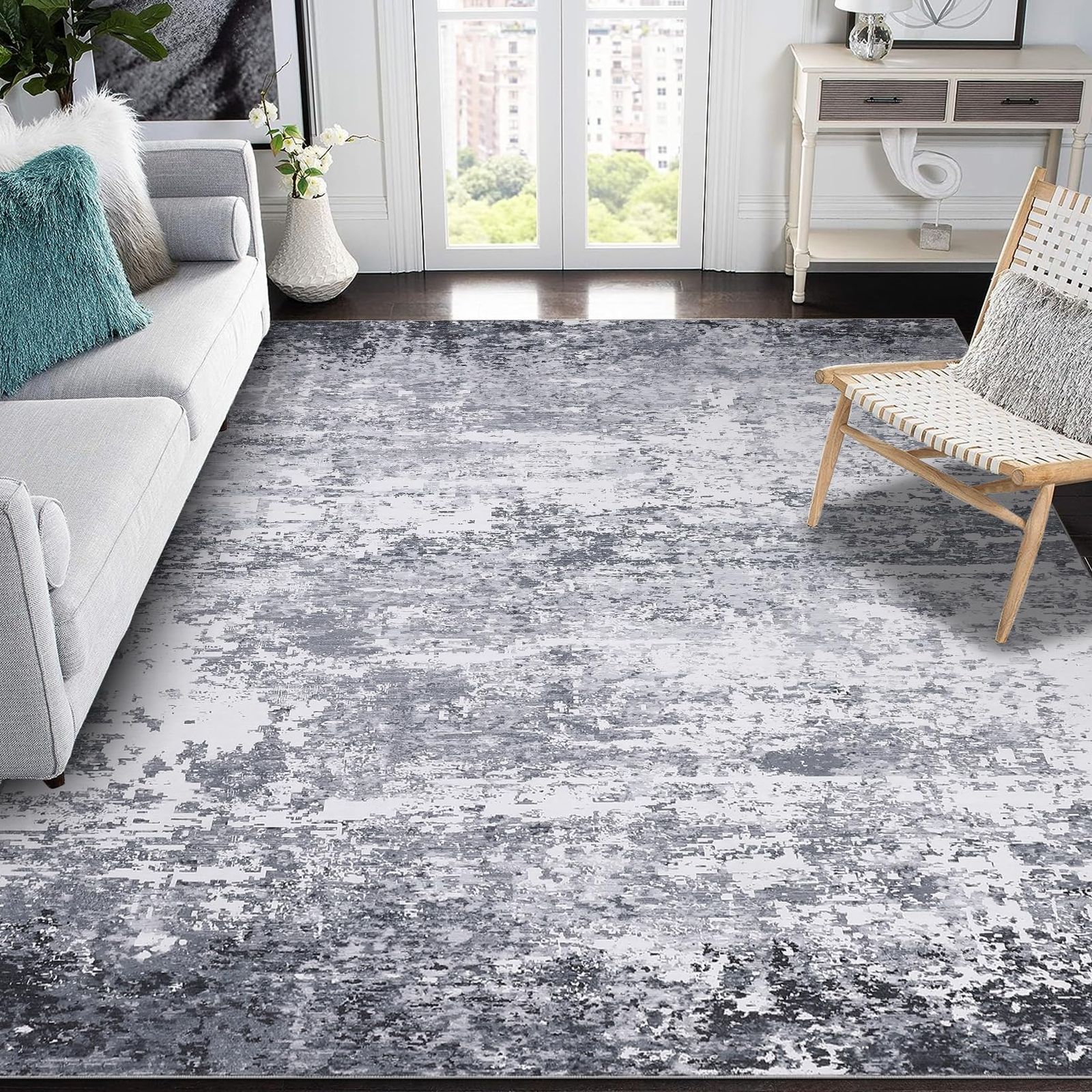 1pc Modern Abstract Rug Compatible For - Neutral //// Low-pile Carpet, Machine-washable Thin Mat Suitable For Living Room, Bedroom, Studio, Entryway - & Use