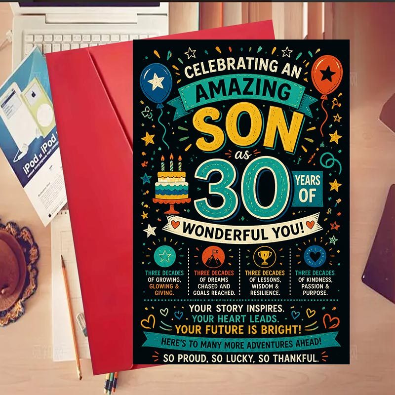 TEMU 1set 30th Birthday Gift For Son His Milestone With Card. Ideal For Parents To Honor Their Amazing Adult Son On His 30 - Year Mark. Perfect For A