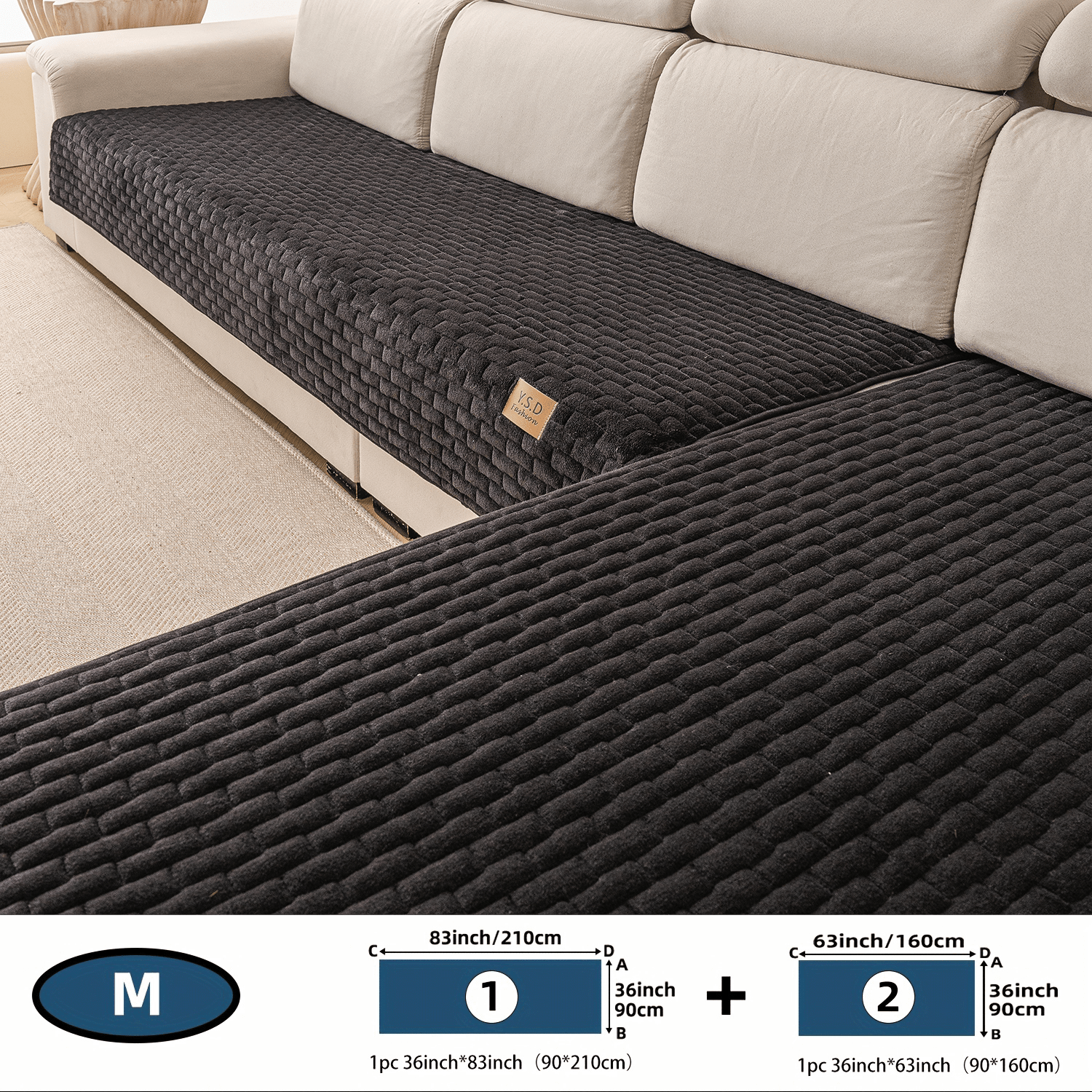 2pcs Modern L-shaped Sofa Set Consisting Of 2 Pieces, Featuring A Thick, Easy That Prevents Slipping, Ideal For Protecting Your Living Room Sofa And Enhancing Office Or Home Decor, Multiple Colors