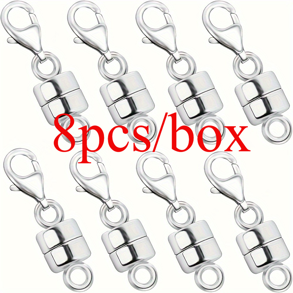 Image of 8pcs Magnetic Necklace Clasps And Closures With Lobster Clasp Golden Plated And Silvery Plated Magnet Jewelry Clasps For Bracelet Necklaces Chain