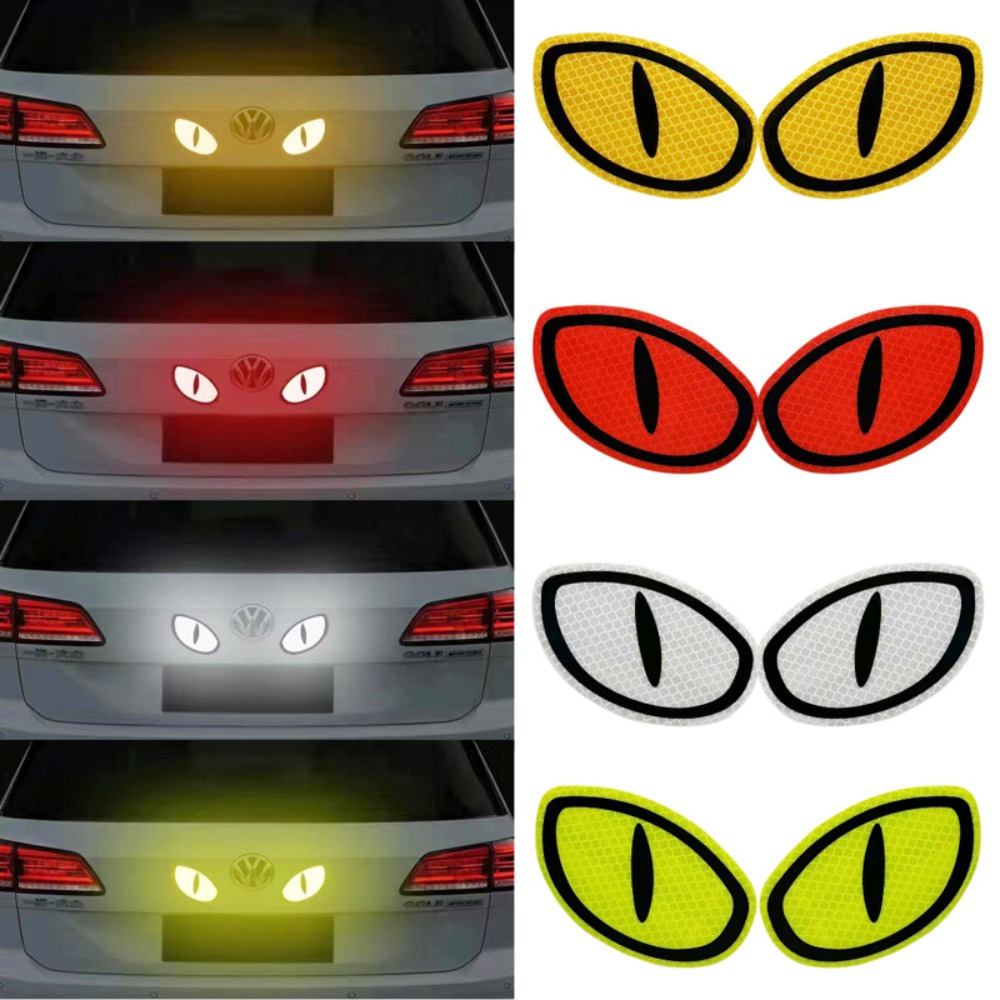 

2-pack Cat Eye Car Stickers, High Beam Warning Decals, Universal Fit, Polyethylene Terephthalate Material, Diamond Level Reflective, Devil Eyes Design For Vehicle Decoration