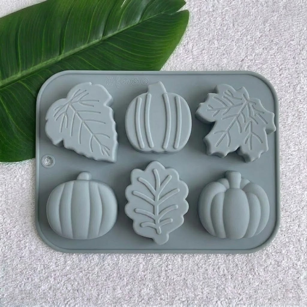 TEMU 6-cavity Pumpkin Leaf Theme Shapes Set Silicone Mold Set Silicone Molds For,, Ice Cubes, Wax Candles & Soap Making Silicone Mold For Diy Resin,