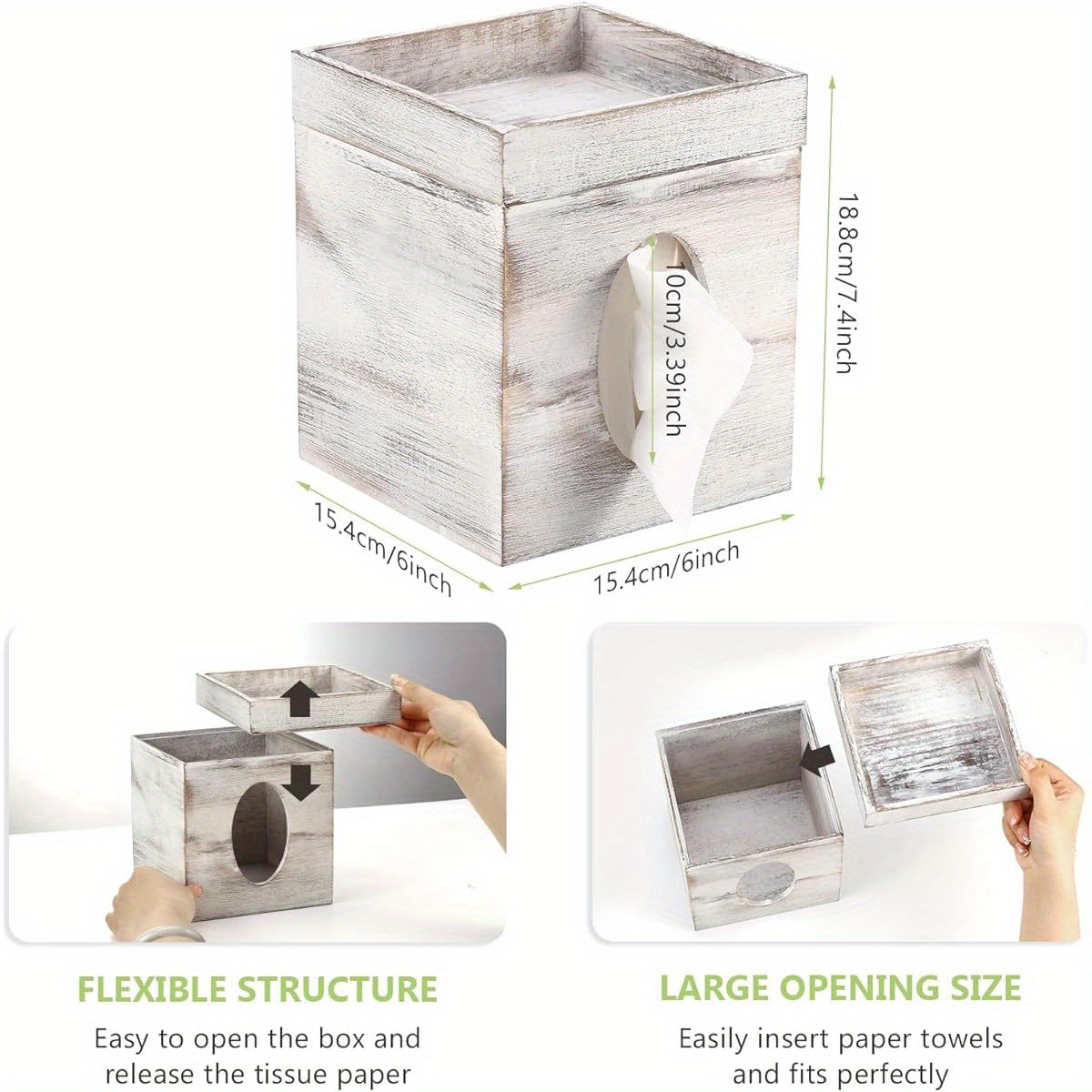 tissue box cover with storage tray decorative bathroom living room office organizer durable plastic construction fits standard tissues   decor easy   fits spaces ideal housewarming gift bedroom accessory elegant design sturdy   accessory   Product details 6