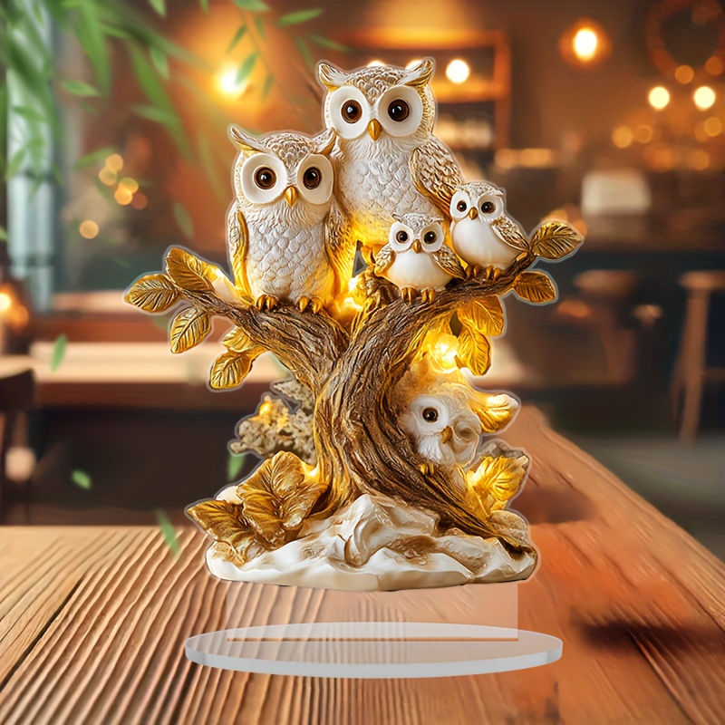 

Bohemian Acrylic Owl Statue - 2d Desktop Decor For , Perfect Gift Idea, Bohemia Style, Animal Theme