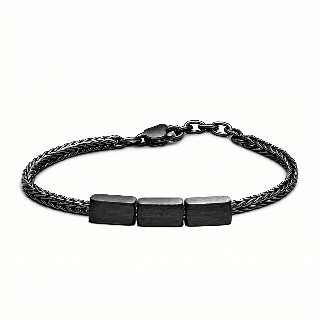 E-shop 1 Stück Personalisierbarer Namens-Armband für Herren aus Edelstahl, Gravur für Vatertag, Mehrfach-Gravur für Mehrere Namen,