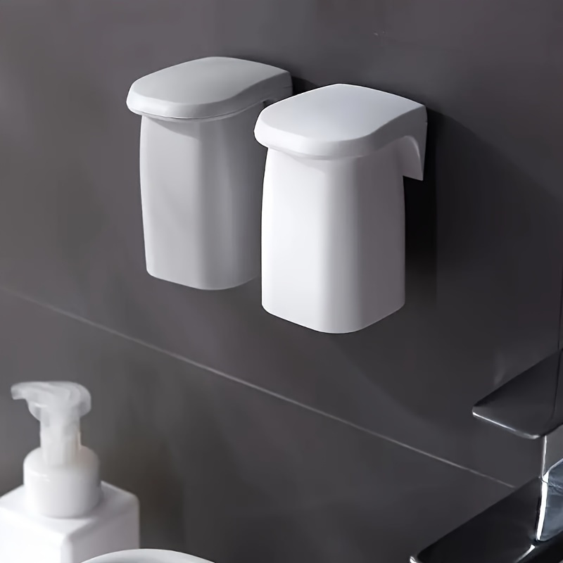 TEMU 1/2pcs Magnetic Wall-mounted Toothbrush And Mouthwash Cup, Toothbrush Cup Set With Magnetic Mouthwash Cup, Wall-mounted Tooth Cup, Simple