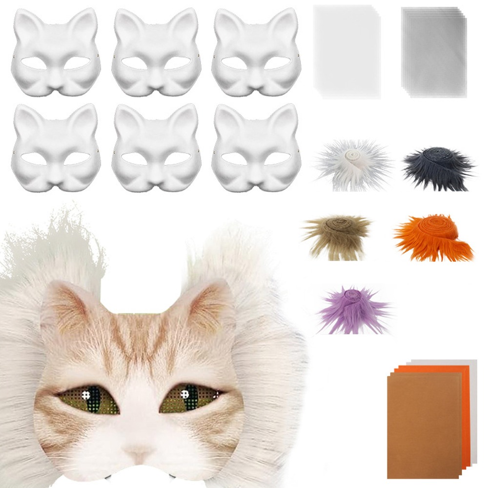 item picture 29 cat mask sets suitable for handmade holiday costumes halloween costumes suitable for theme activities halloween additions role playing party white blank paper masks     color differences in handicrafts
