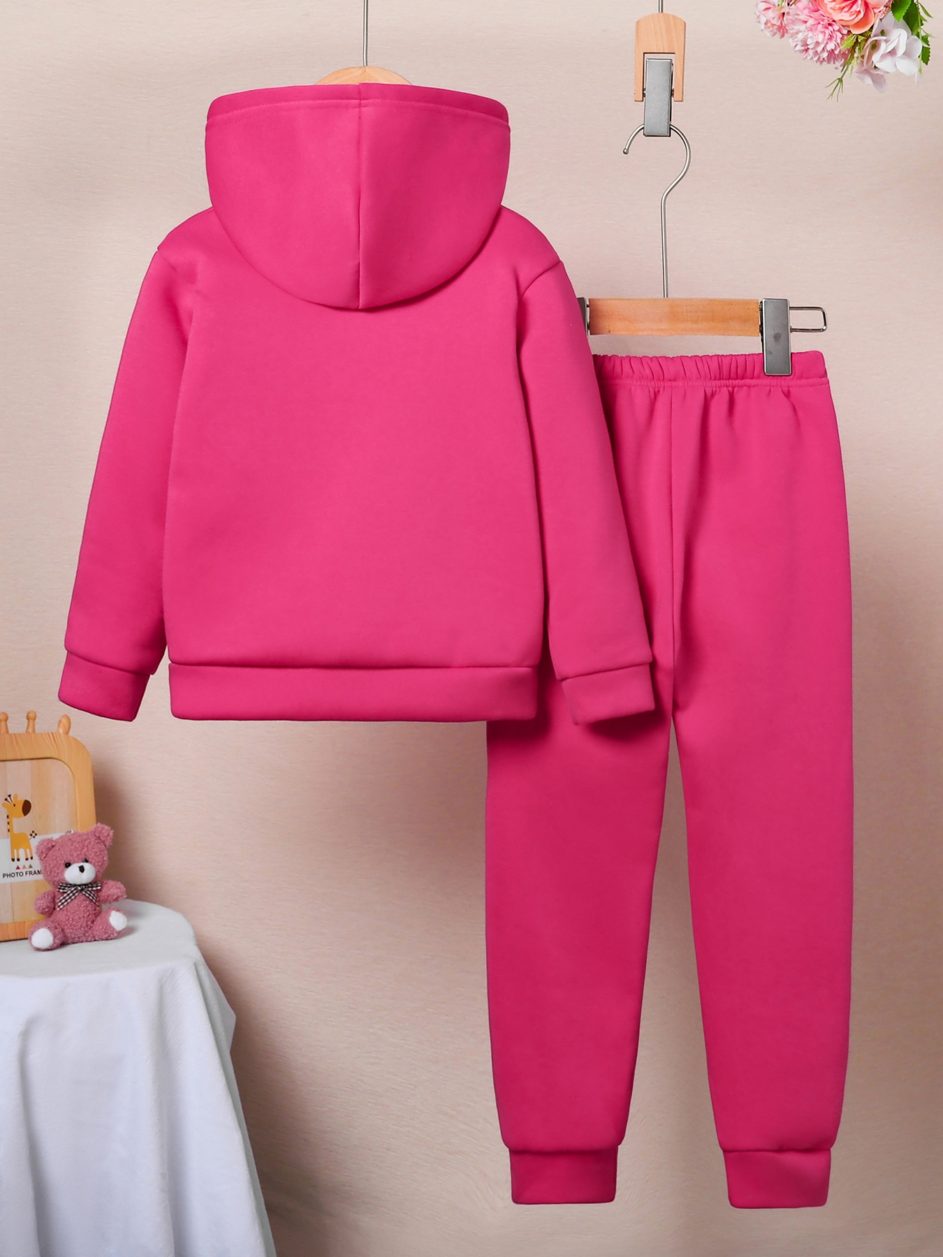 Girls' Unicorn Pattern Long-Sleeve Hoodie and Pants Set