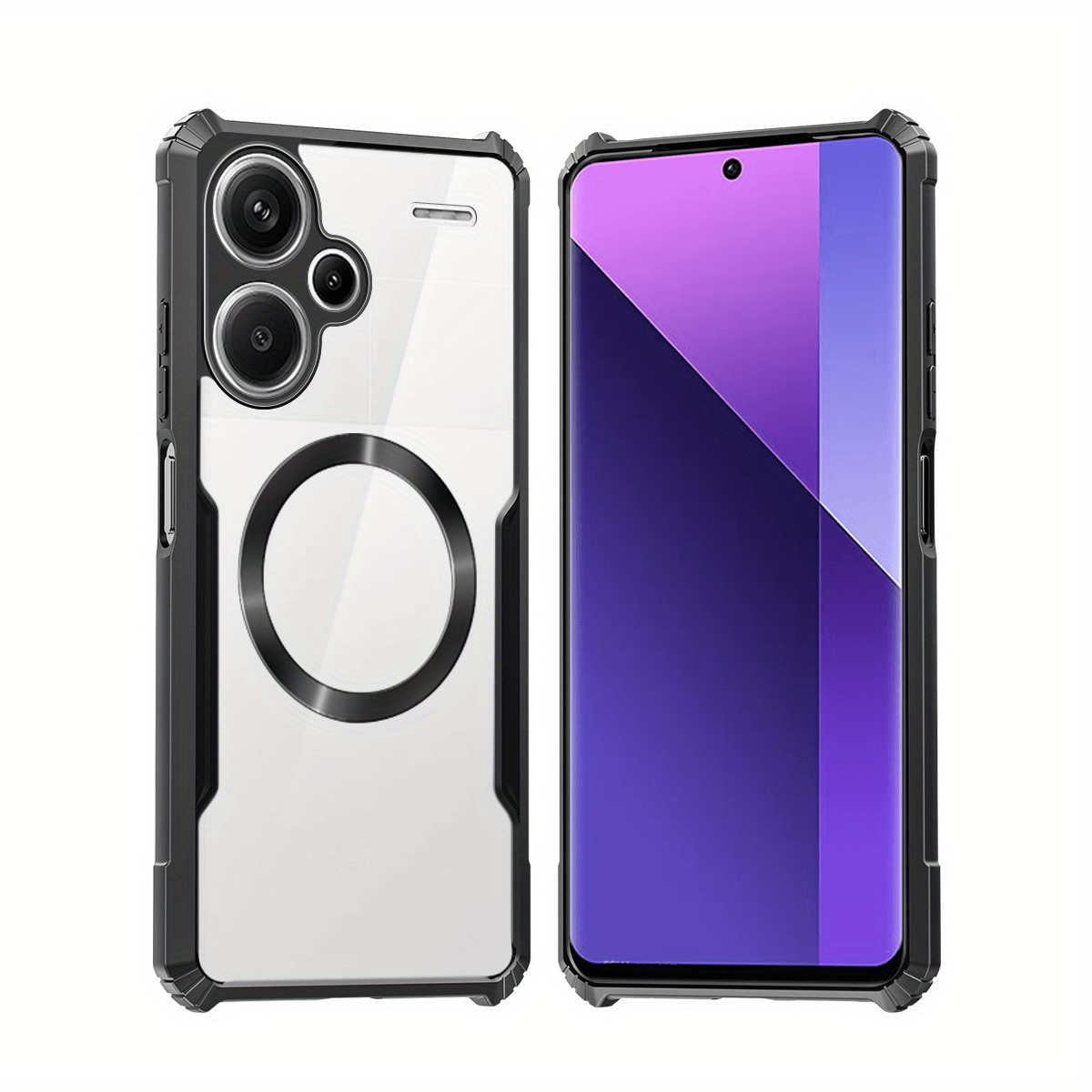 TEMU Phone Case: Compatible With Redmi Note 13 5g Phone Case Magnetic Casing Shockproof Soft Cover Acrylic Transparent Back Protection Shell