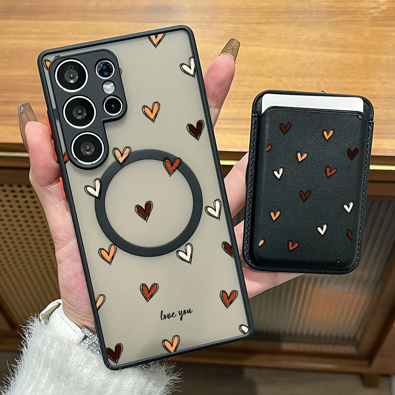 TEMU Phone Case: 2pcs Set Creative Pattern Magnetic Phone Case & Fashionable Luxury Artificial Leather Magnetic Property Multi-functional For Galaxy