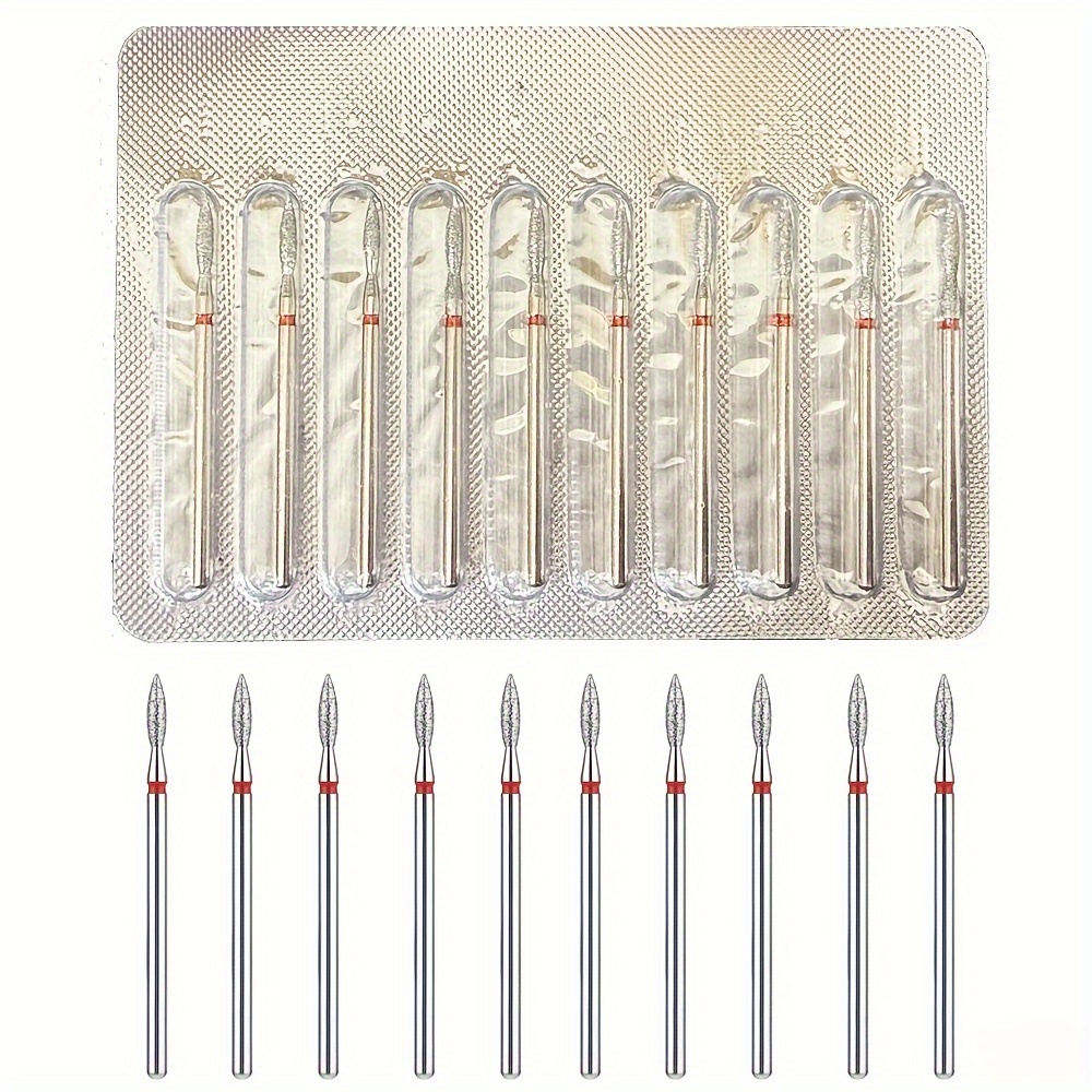 TEMU Set Of 10 Diamond-shaped Cuticle Drill Bits Featuring A Flame Design, Compatible With 3/32'' Electric Nail Files - , Precise Tools For Manicure