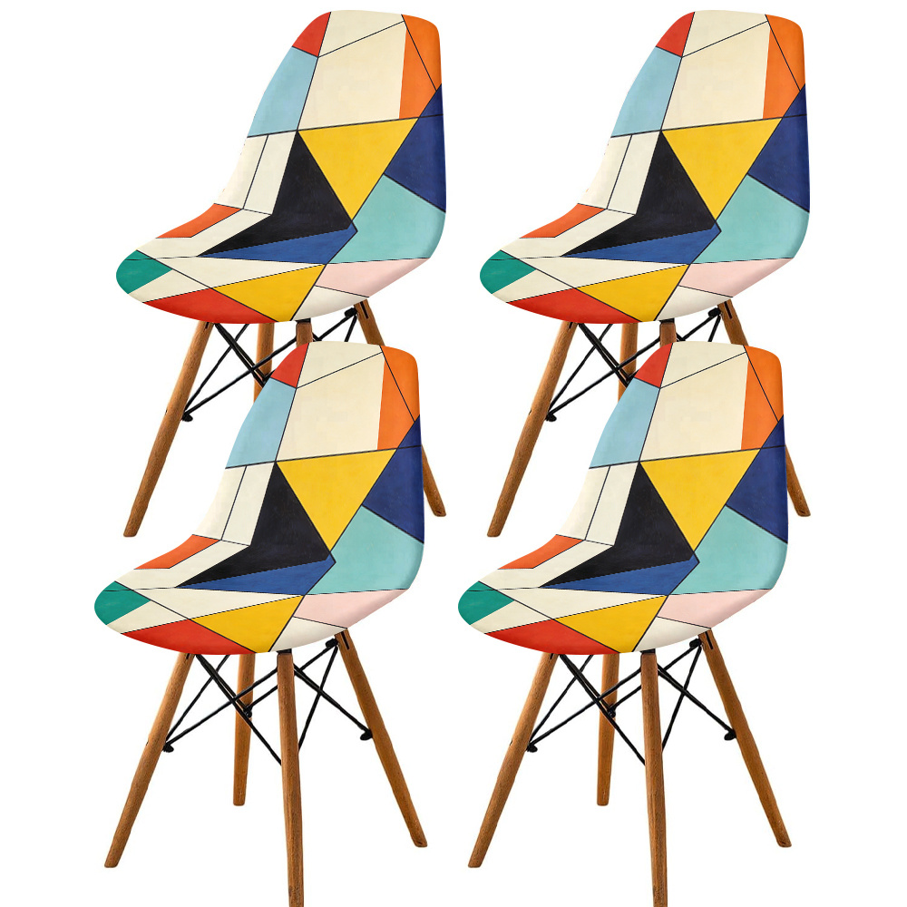 TEMU Housse de chaise à motif patchwork , lavable en machine, bande élastique, tissu en fibre de lait - Convient aux restaurants, , camping et