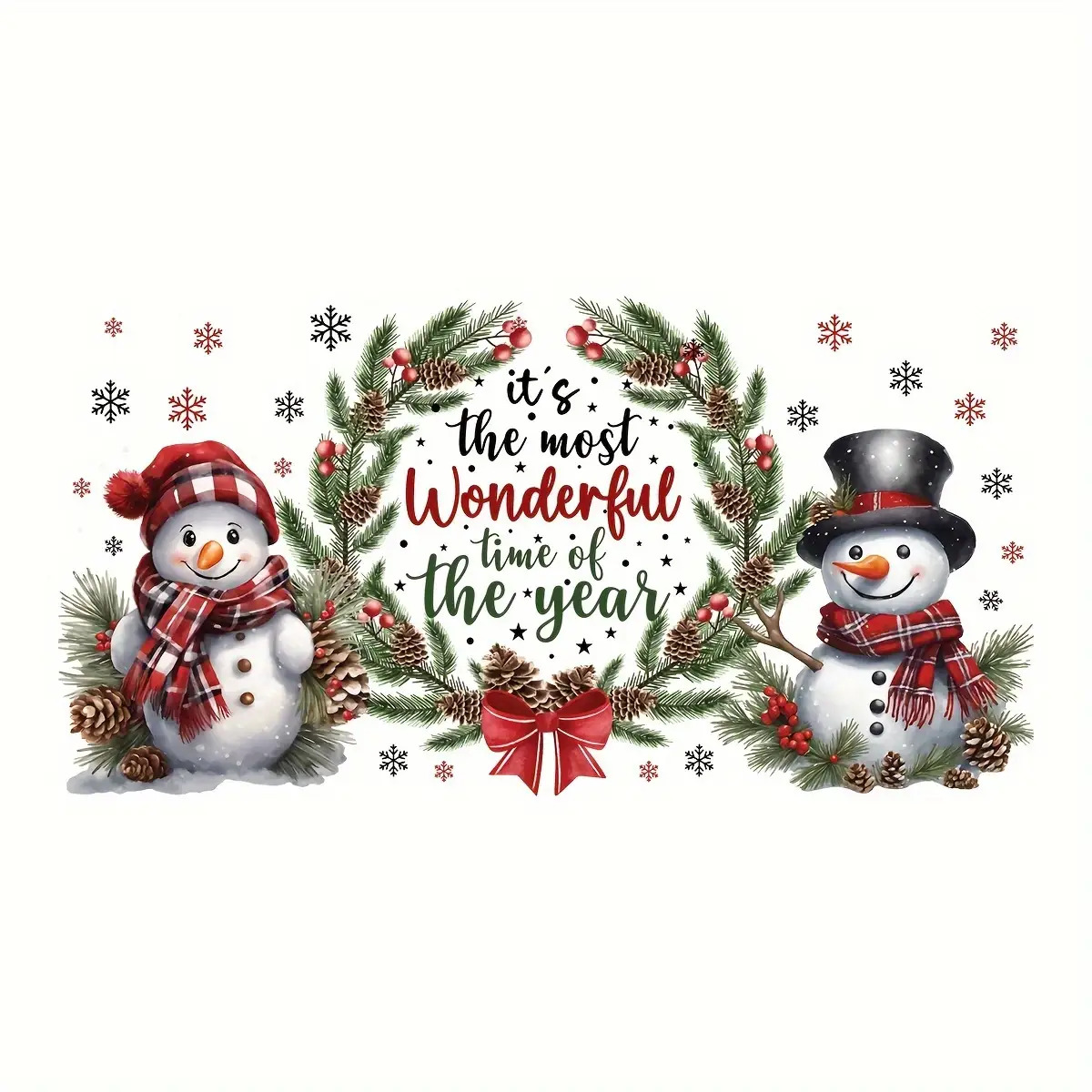 TEMU 2-pack Christmas Snowman Pet Transfer Paper For Glass - Cartoon Crystal Snowman And Christmas Tree, Single-use Holiday Transfer For Glassware,